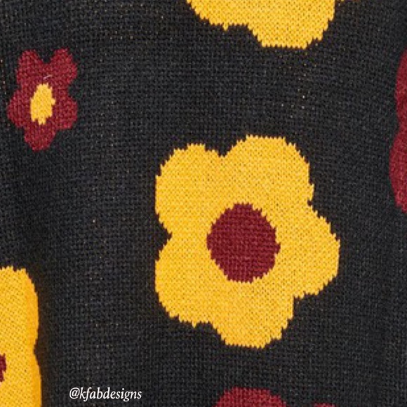 LAST ONE! Very Oversized Balloon Sleeve Floral Button Front Sweater Cardigan - Picture 6 of 6